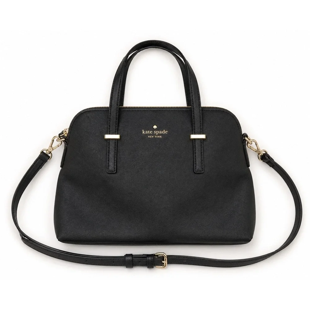 Kate Spade Black Saffiano Leather Cedar Street Maise Satchel Crossbody Bag